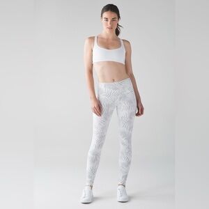 Lululemon Athletica White Leaf Print Leggings